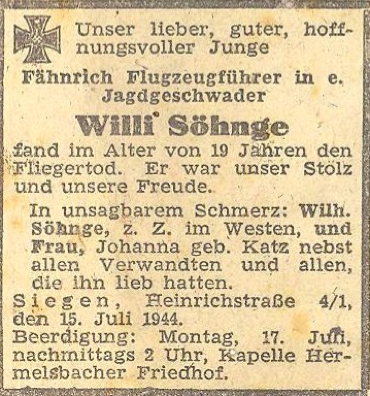 Death notice Willi Sîhnge 001